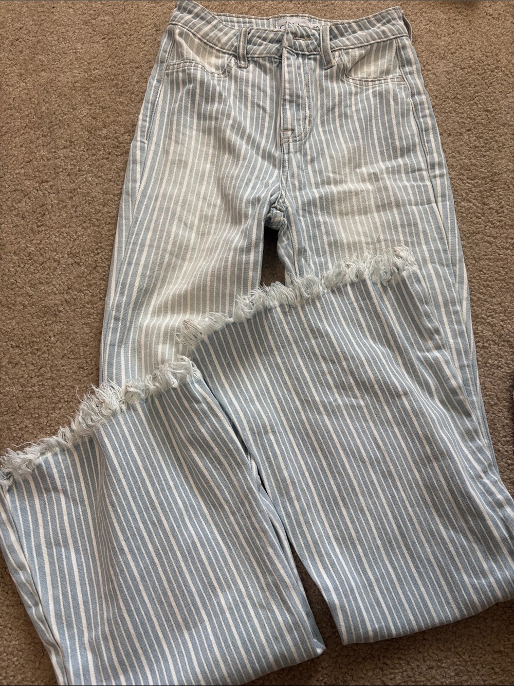 Cello Light Blue & White Vertical Stripe Jeans